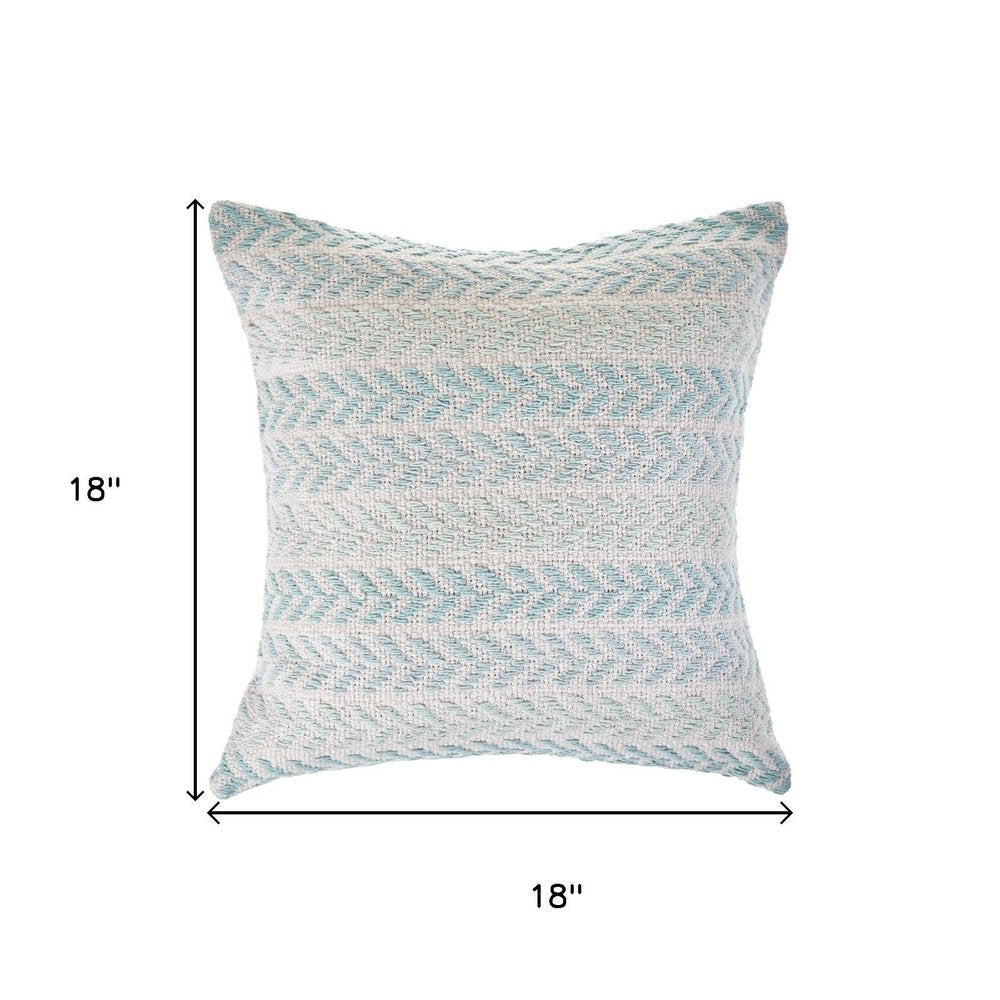 18" Blue And White Beach Chevron Cotton Throw Pillow Cover — view 2