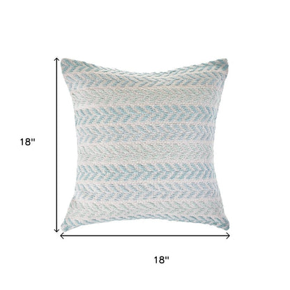 18" Blue And White Beach Chevron Cotton Throw Pillow Cover