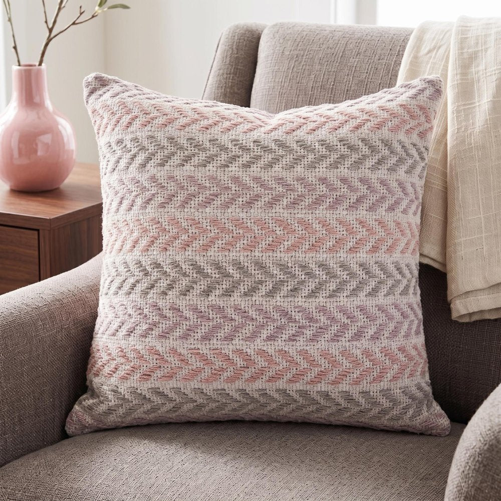 18" Purple And Pink Beach Chevron Cotton Throw Pillow Cover