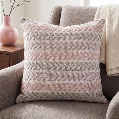 18" Purple And Pink Beach Chevron Cotton Throw Pillow Cover