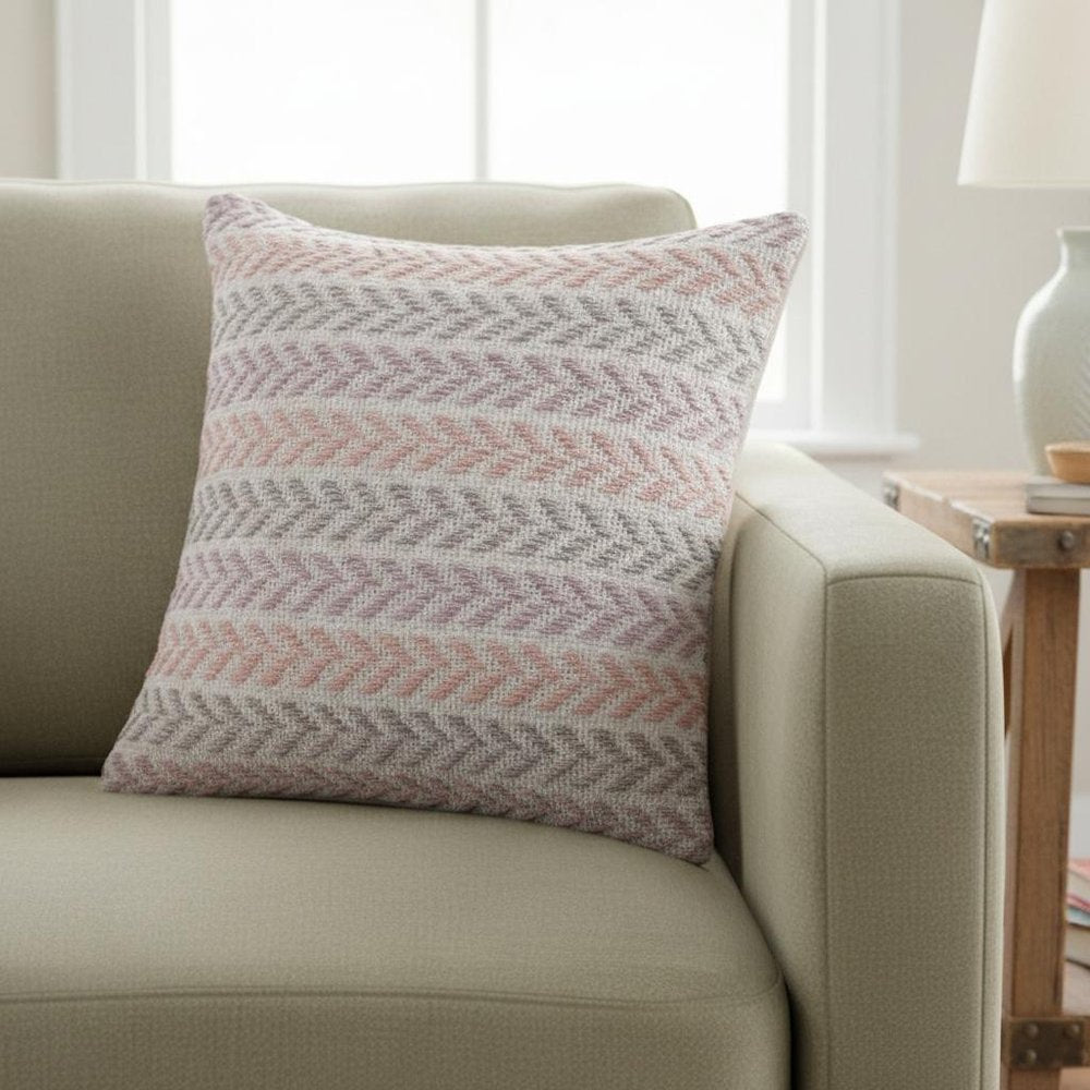 18" Purple And Pink Beach Chevron Cotton Throw Pillow Cover — view 2