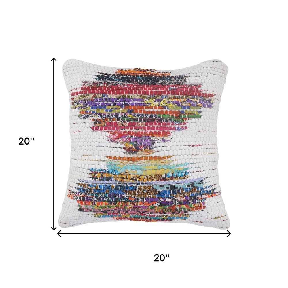 20" White Orange And Blue Geometric Cotton Throw Pillow Cover — view 2