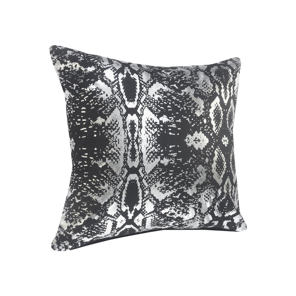 20" Black And Silver Beach Cotton Throw Pillow Cover — view 9