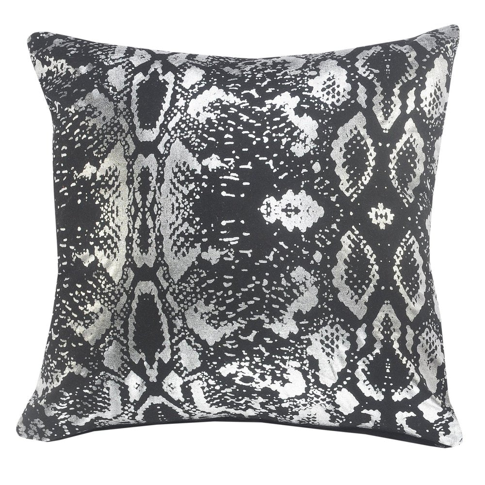 20" Black And Silver Beach Cotton Throw Pillow Cover — view 3