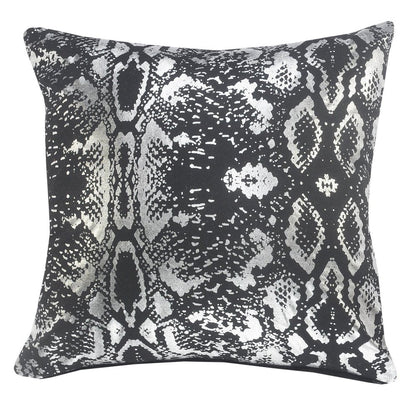 20" Black And Silver Beach Cotton Throw Pillow Cover