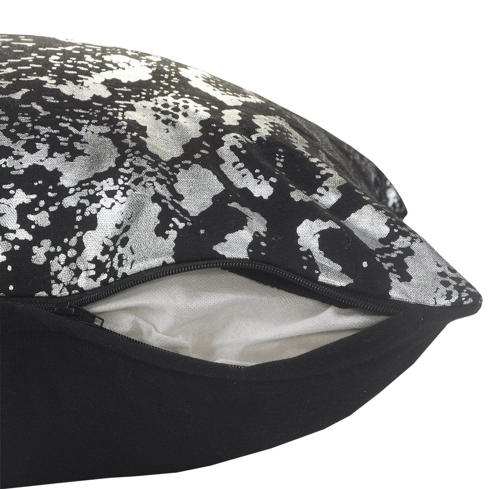 20" Black And Silver Beach Cotton Throw Pillow Cover — view 4