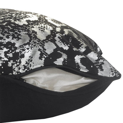 20" Black And Silver Beach Cotton Throw Pillow Cover