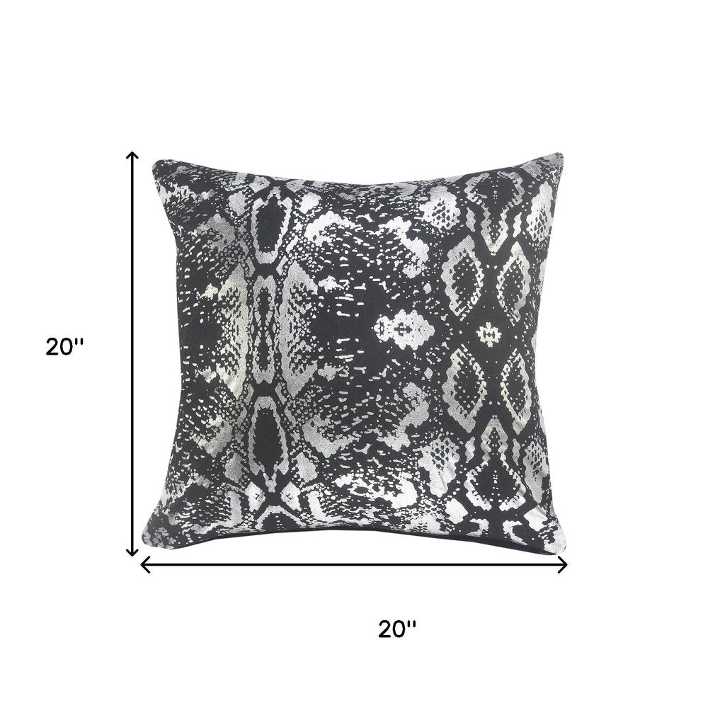 20" Black And Silver Beach Cotton Throw Pillow Cover — view 1