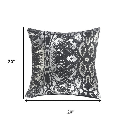 20" Black And Silver Beach Cotton Throw Pillow Cover