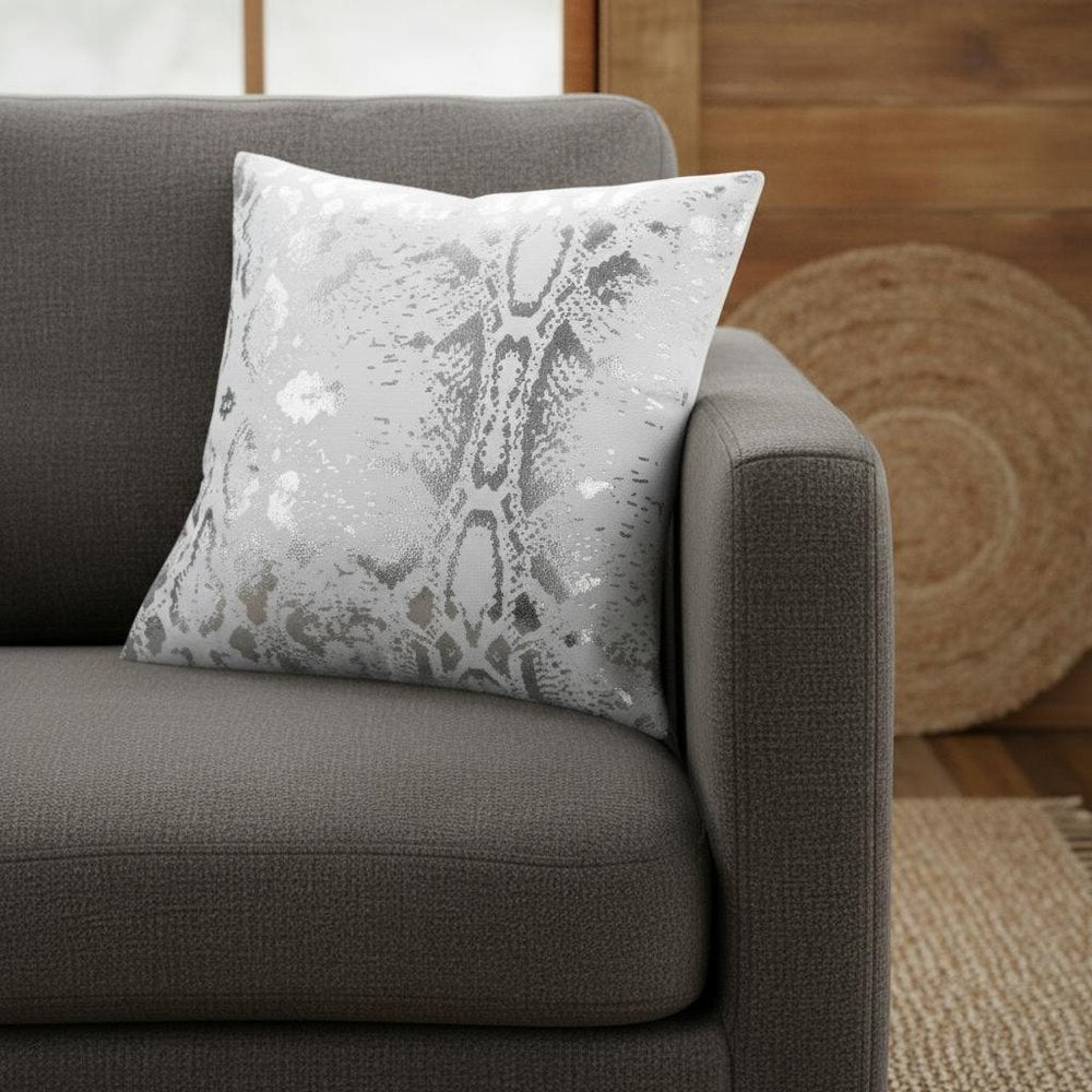 20" White And Silver Beach Cotton Throw Pillow Cover — view 2