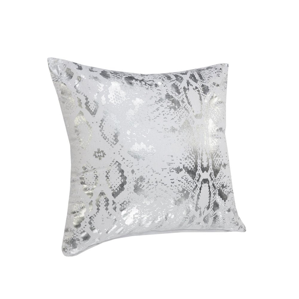 20" White And Silver Beach Cotton Throw Pillow Cover — view 10