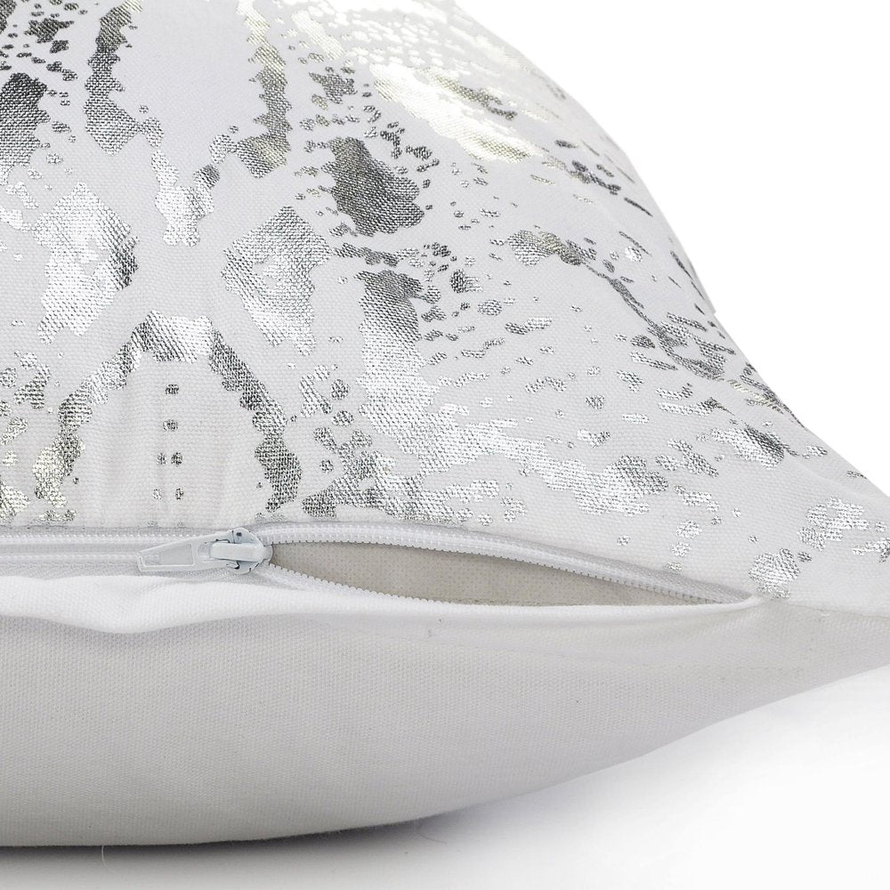 20" White And Silver Beach Cotton Throw Pillow Cover — view 4
