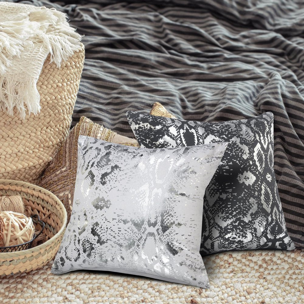 20" White And Silver Beach Cotton Throw Pillow Cover — view 8