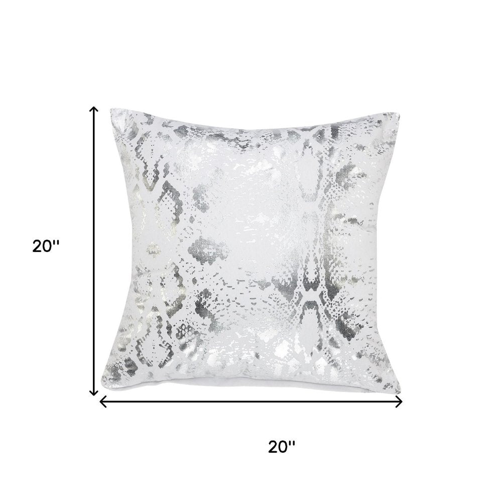 20" White And Silver Beach Cotton Throw Pillow Cover — view 1