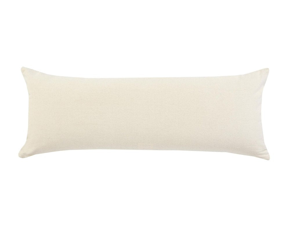 14" X 36" Lavender And Off White Lumbar Striped Cotton Throw Pillow Cover with Tufts — view 6