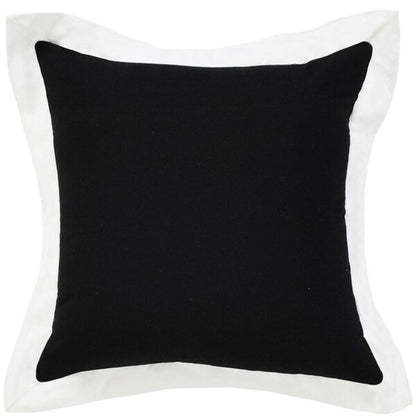20" Black And White Color Block Cotton Throw Pillow Cover