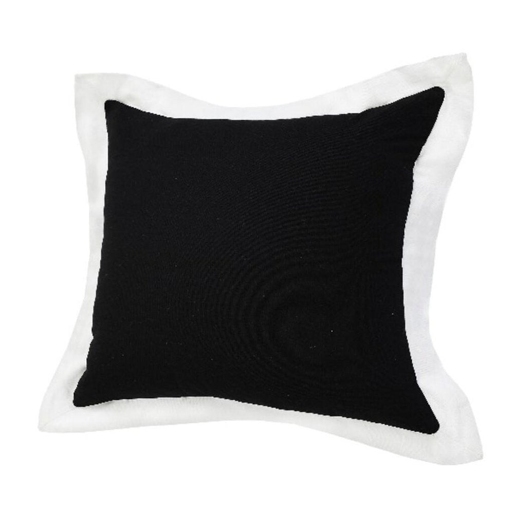 20" Black And White Color Block Cotton Throw Pillow Cover — view 4