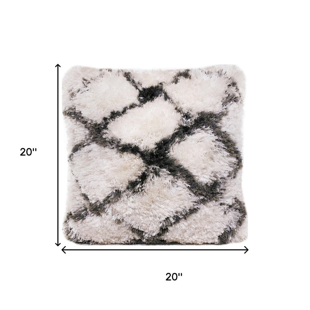 20" White And Black Diamond Throw Pillow Cover — view 1