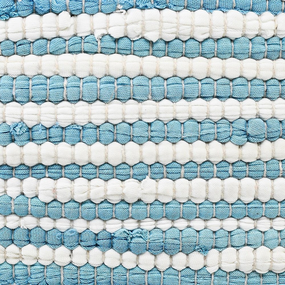 20" Blue And White Beach Striped Cotton Blend Throw Pillow Cover — view 4