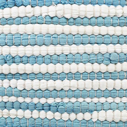 20" Blue And White Beach Striped Cotton Blend Throw Pillow Cover HomeRoots