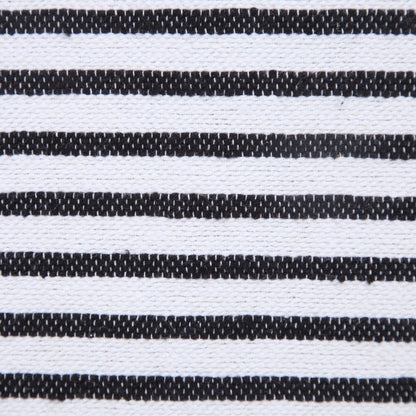20" Black And White Striped Cotton Throw Pillow Cover with Tassels