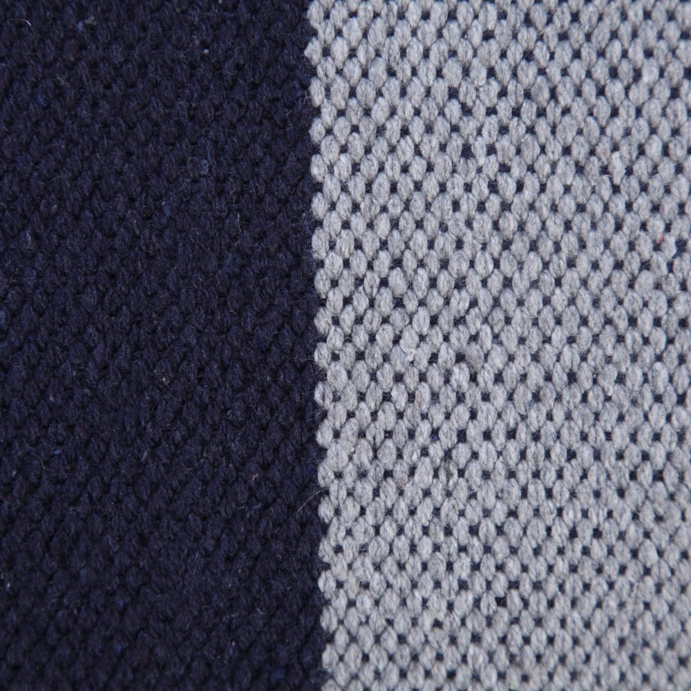 20" Gray And Blue Striped Cotton Throw Pillow Cover — view 2