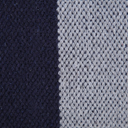 20" Gray And Blue Striped Cotton Throw Pillow Cover