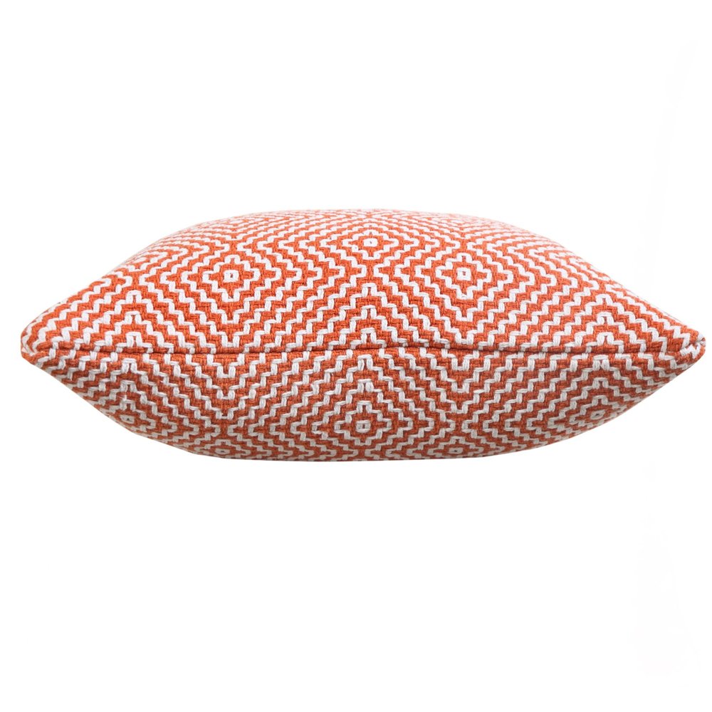 20" Orange And White Diamond Cotton Throw Pillow Cover — view 3