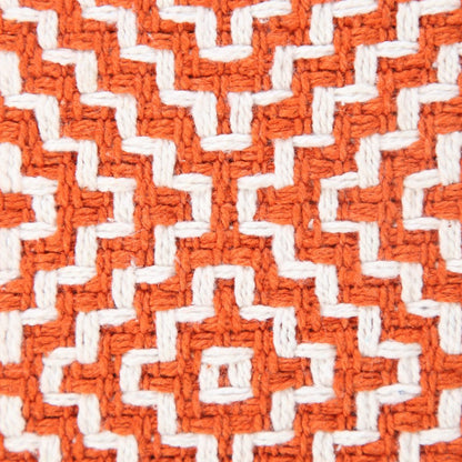 20" Orange And White Diamond Cotton Throw Pillow Cover