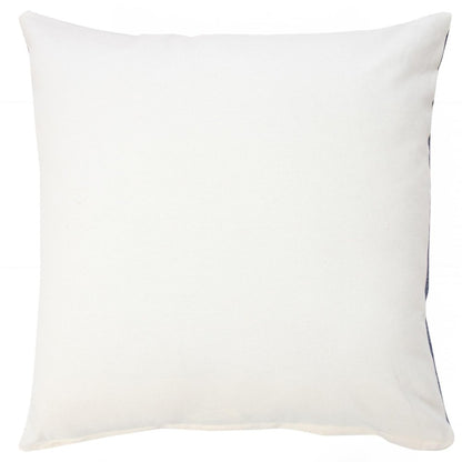 20" Blue And White Damask Cotton Throw Pillow Cover
