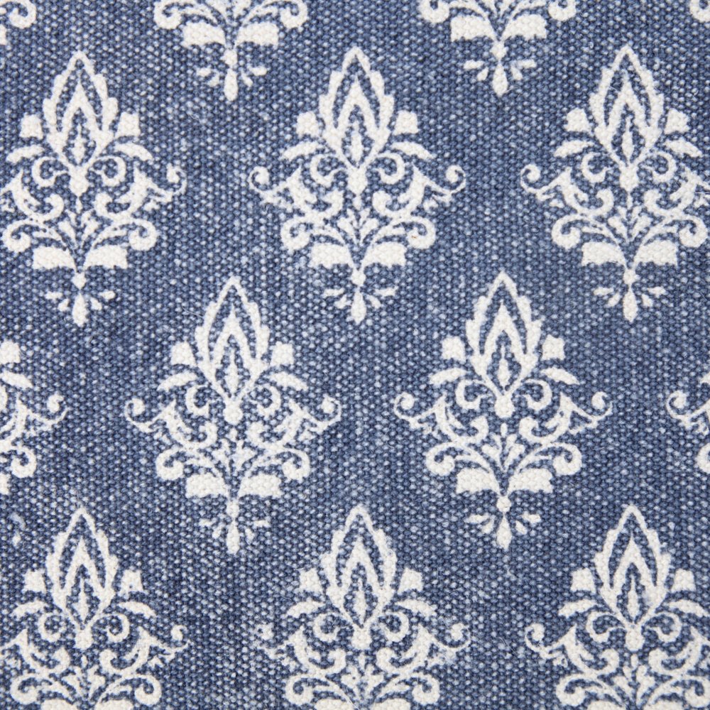 20" Blue And White Damask Cotton Throw Pillow Cover — view 5