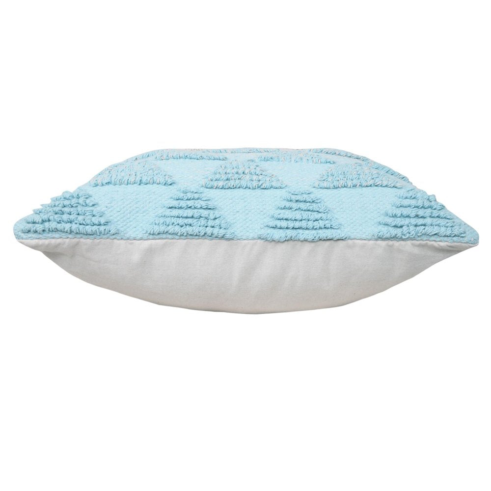 20" Blue And White Geometric Cotton Throw Pillow Cover with Texture — view 6