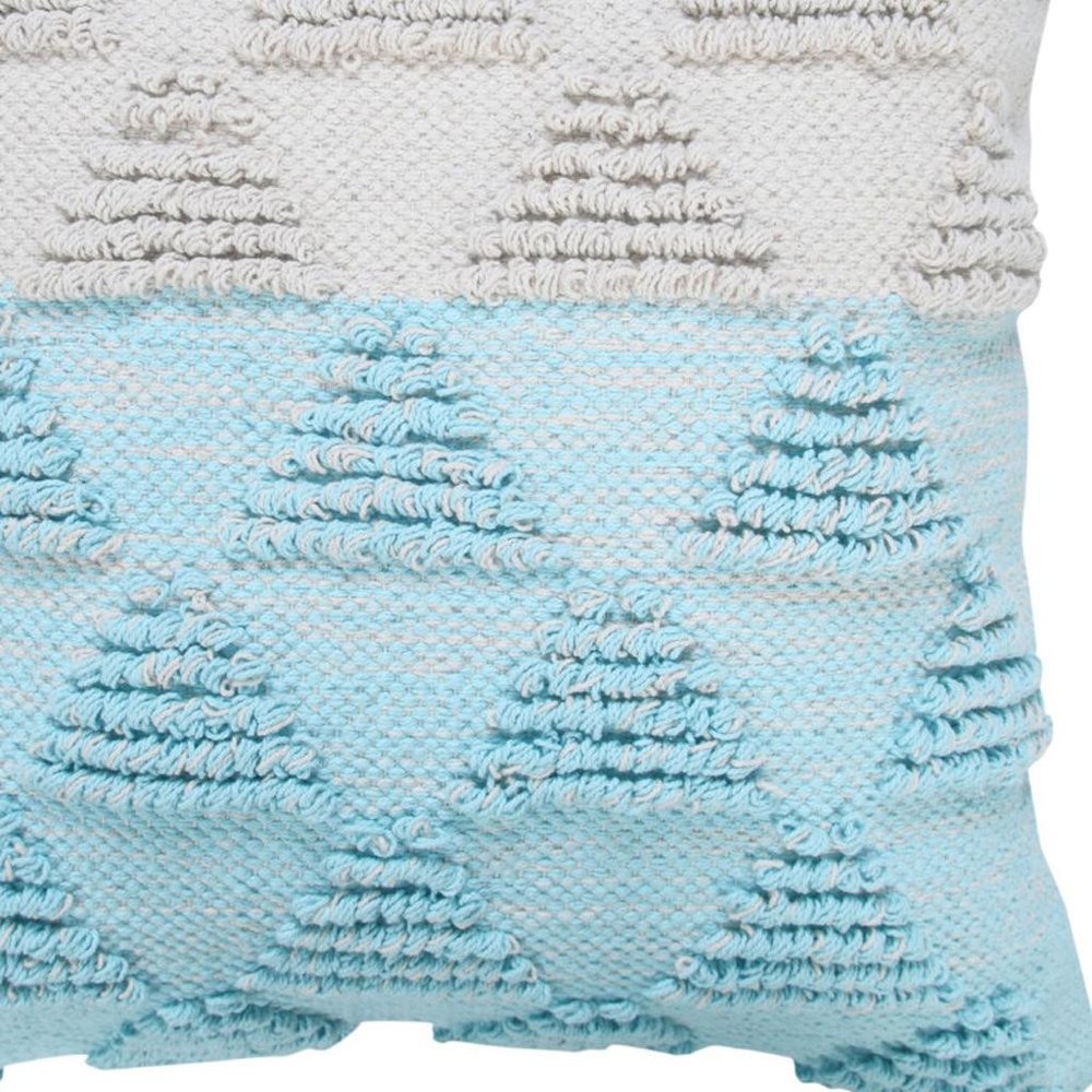 20" Blue And White Geometric Cotton Throw Pillow Cover with Texture — view 1