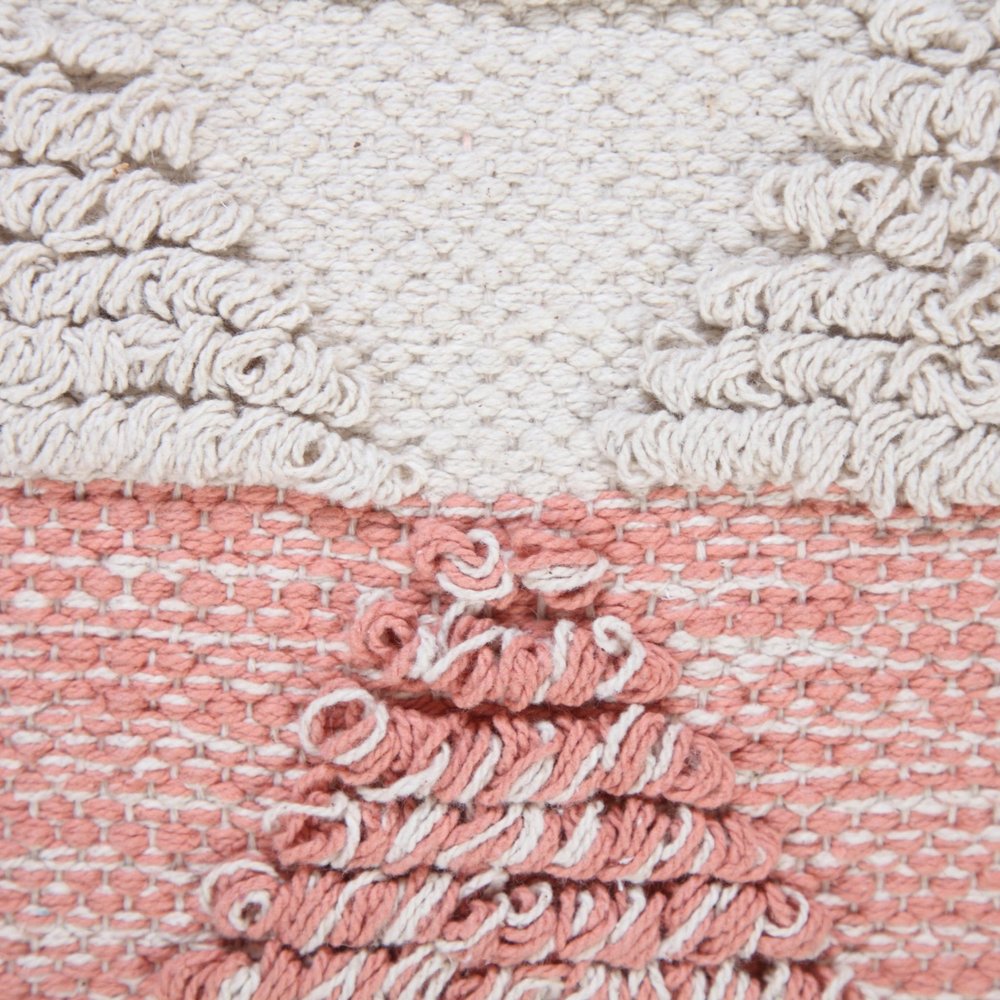 20" Pink And White Geometric Cotton Throw Pillow Cover with Texture — view 7