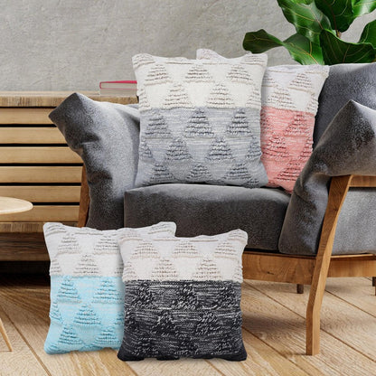 20" Pink And White Geometric Cotton Throw Pillow Cover with Texture