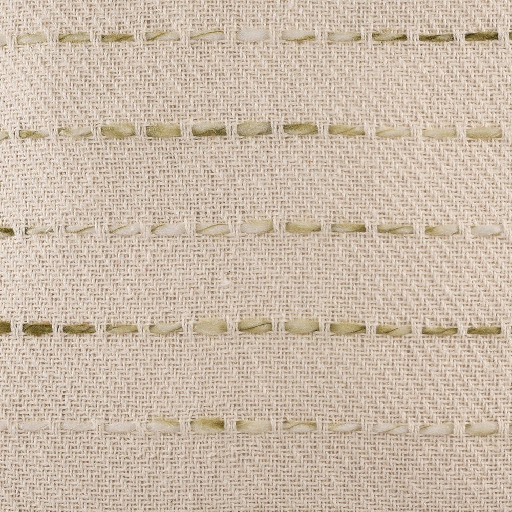 20" Green And Ivory Striped Cotton Blend Throw Pillow Cover with Tassels — view 6