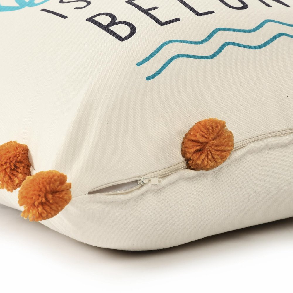 20" Beige And Orange The Beach Is Where I Belong Beach Throw Pillow Cover