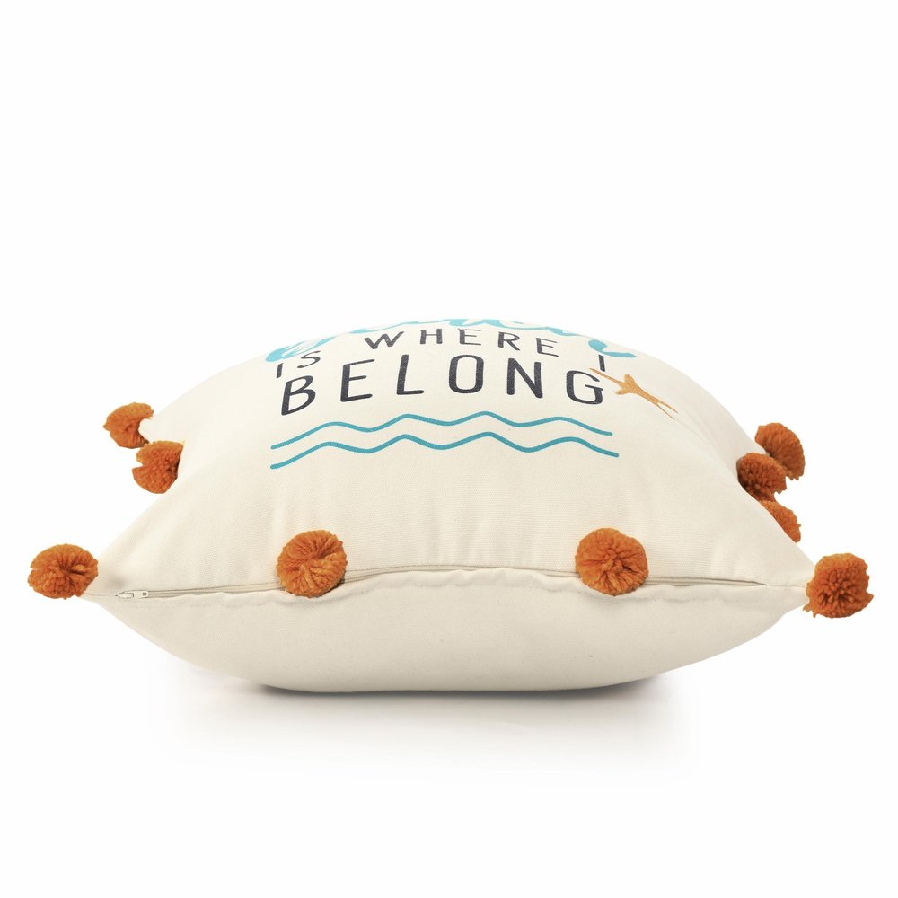 18" Beige And Orange The Beach is Where I Belong Throw Pillow — view 7