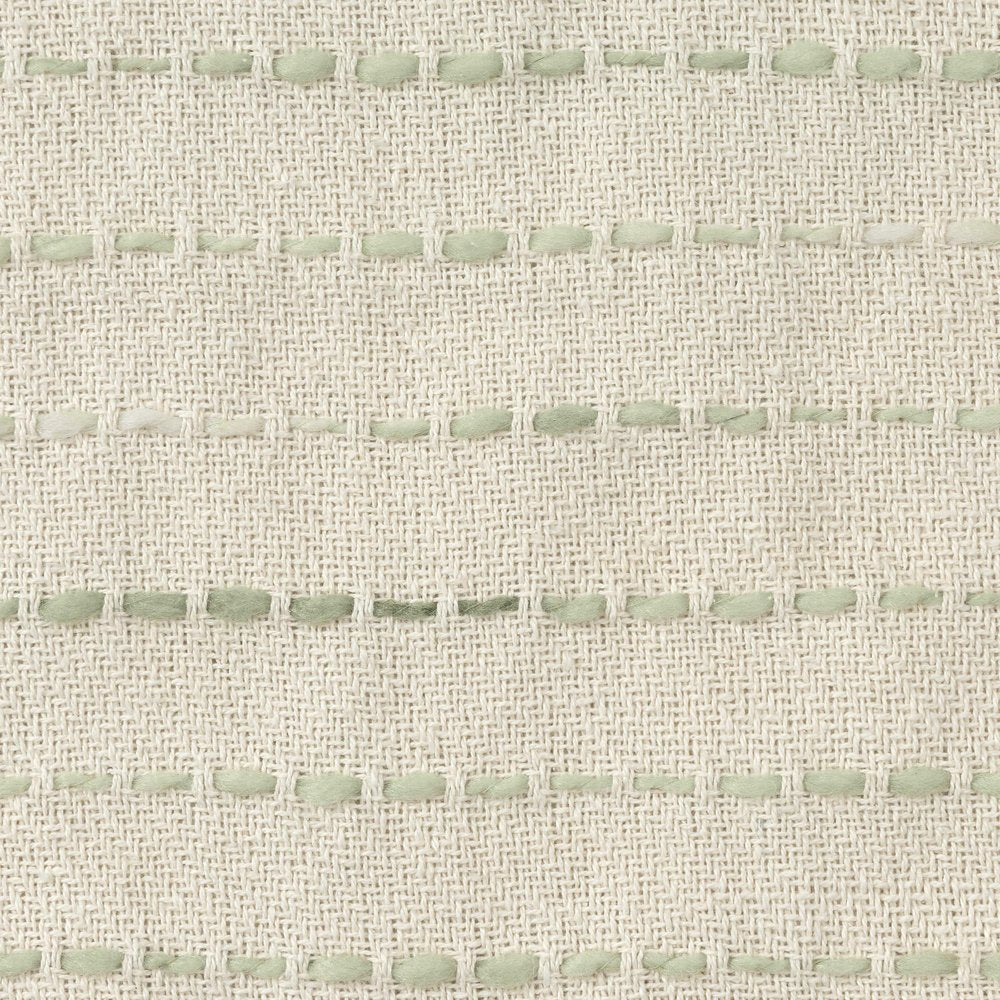 20" Sage And Ivory Striped Cotton Blend Throw Pillow with Tassels — view 6