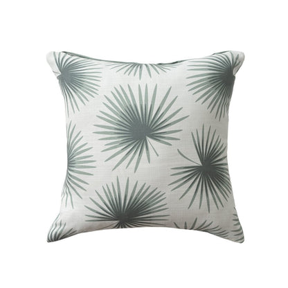 22" Green And White Floral Throw Pillow
