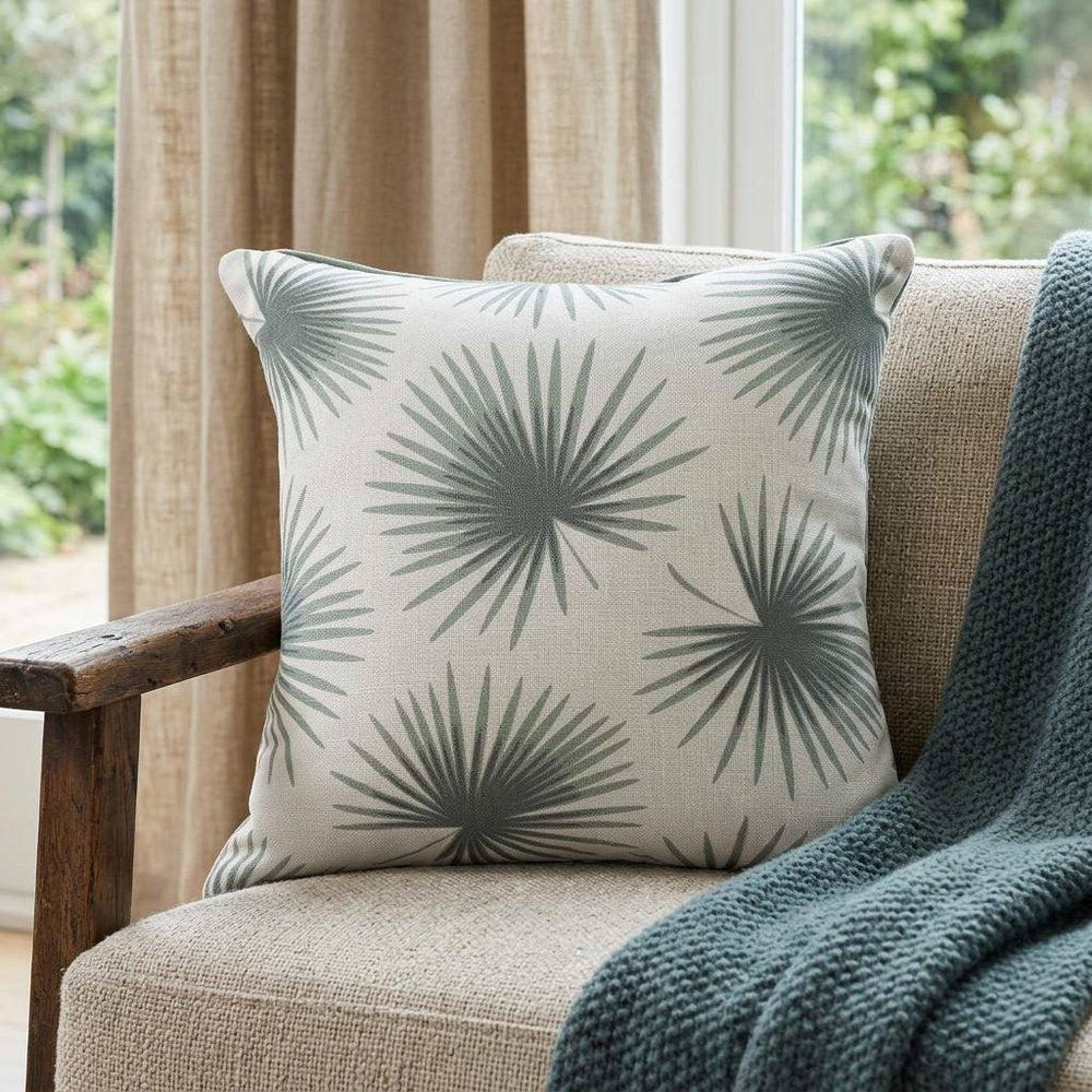 22" Green And White Floral Throw Pillow — view 4