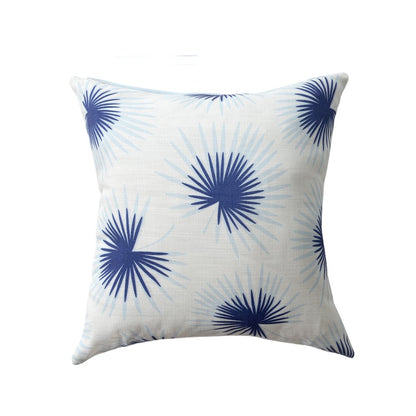22" Navy Blue And White Floral Throw Pillow