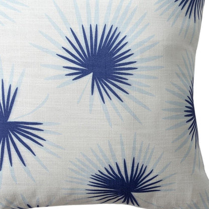 22" Navy Blue And White Floral Throw Pillow
