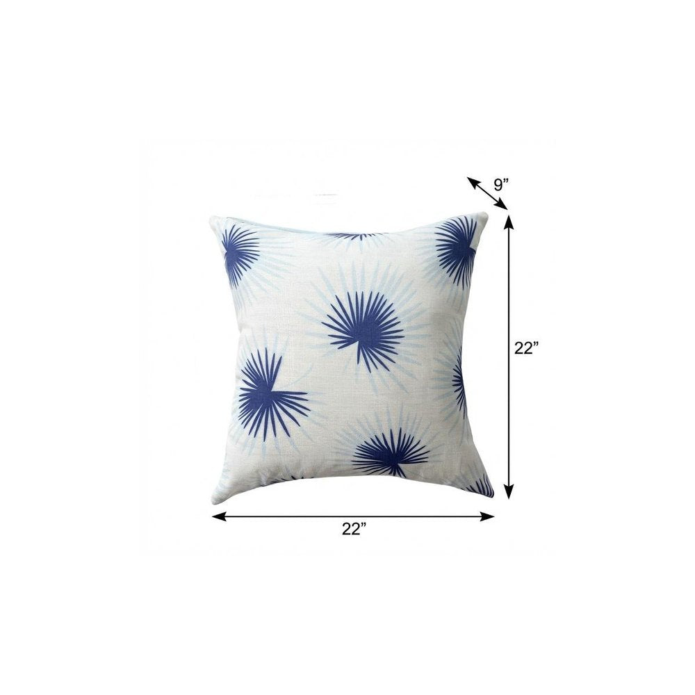 22" Navy Blue And White Floral Throw Pillow — view 14