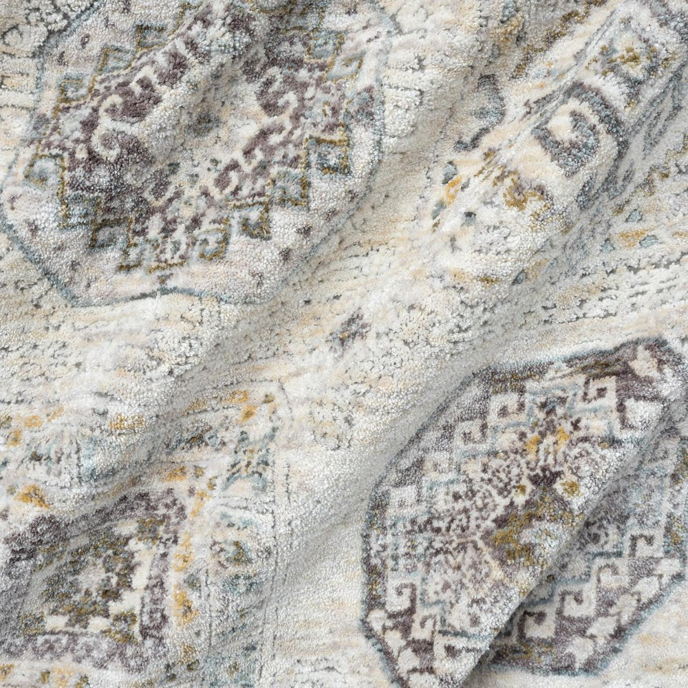 20" Light Gray And Ivory Medallion Throw Pillow — view 2