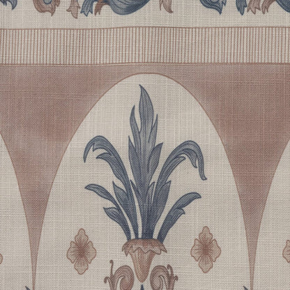 20" Blue And Brown Damask Recycled Poly Linen Throw Pillow