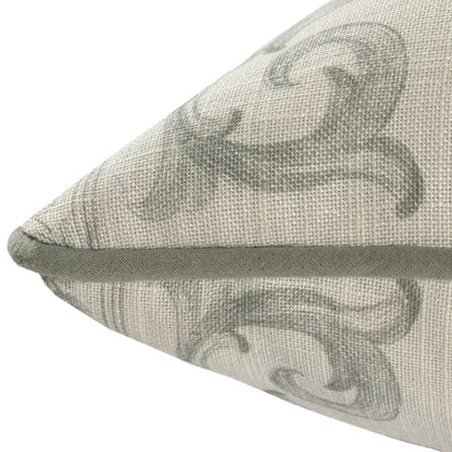 20" Sage And Ivory Damask Recycled Poly Linen Throw Pillow