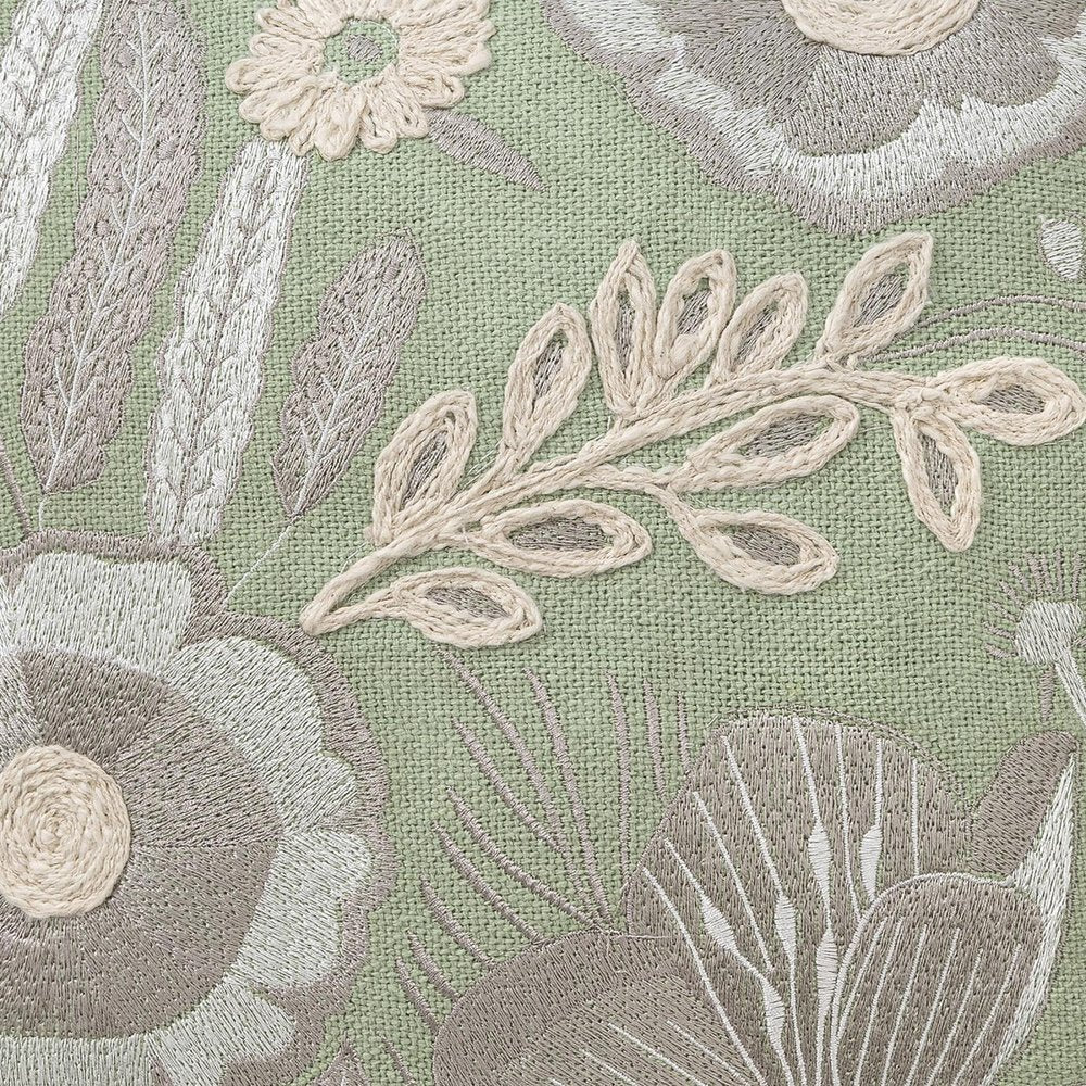24" Green And Ivory Floral Cotton Throw Pillow — view 5