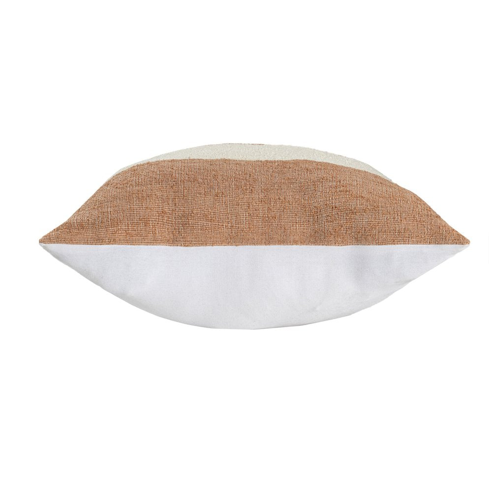 24" Rust And Ivory Striped Linen Blend Throw Pillow