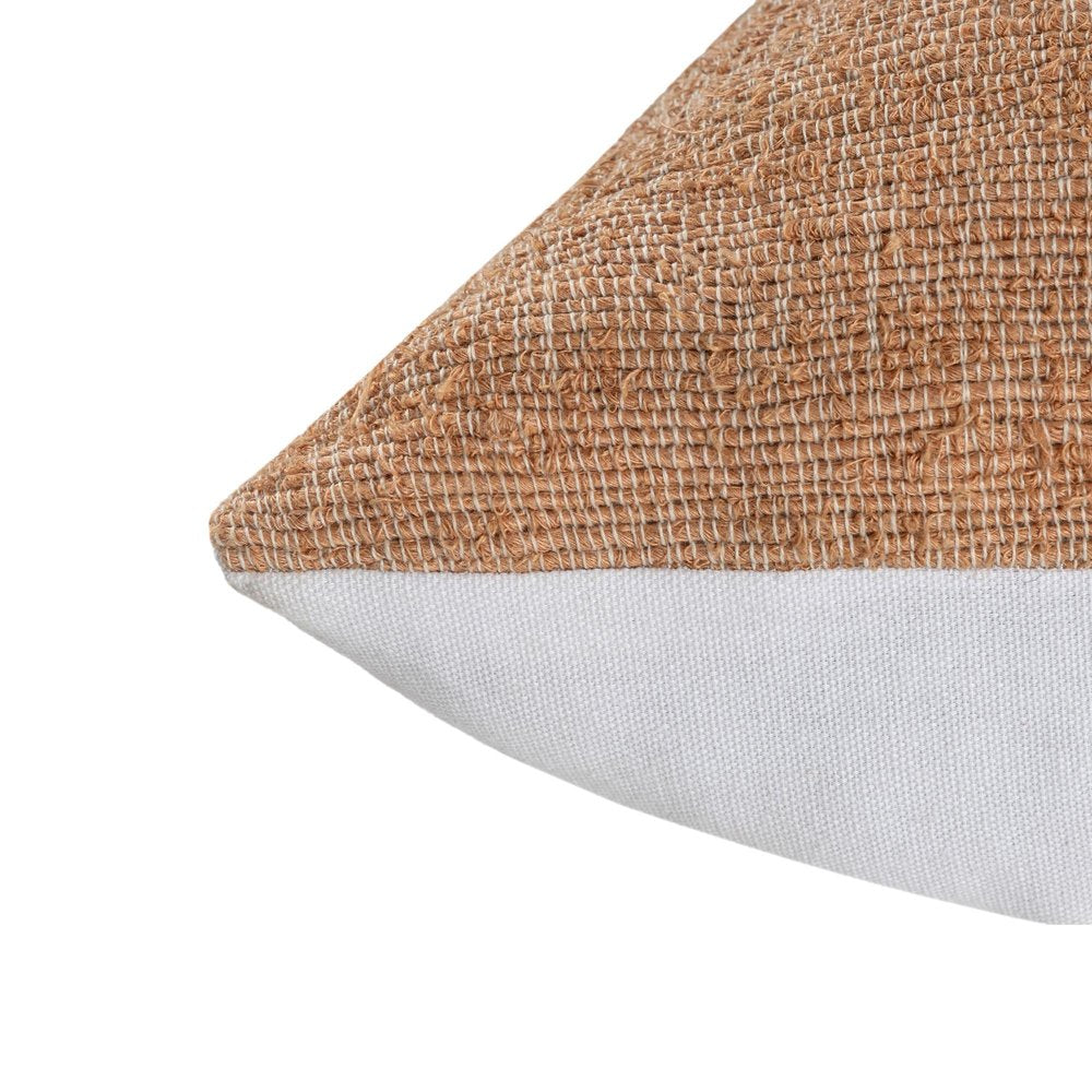 24" Rust And Ivory Striped Linen Blend Throw Pillow — view 3